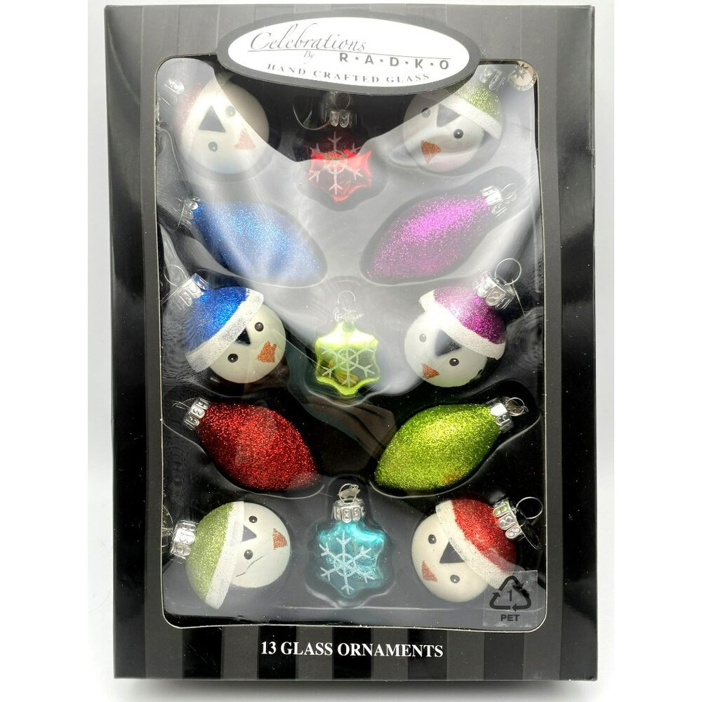 Christopher Radko 13 Ornaments Celebrations Penguins Snowflakes Christmas Lights - Picture 2 of 6